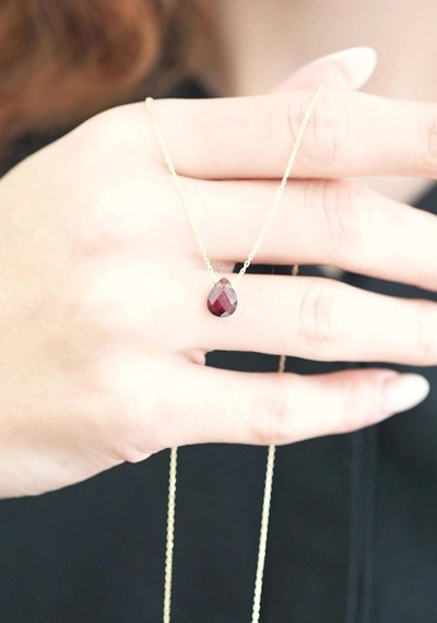 Garnet Damla Taşlı Kolye Sarı