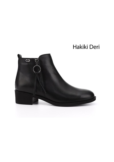 Gönderi(R) Gönderi R Kadın Siyah Fermuarlı Kalın Topuklu Fermuarlı Hakiki Deri Bot Gkzb13410416 Siyah