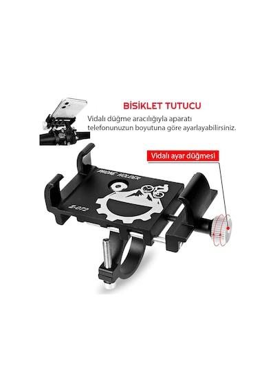 UpWay Alüminyum Bisiklet Motosiklet Universal Ayarlanabilir Cep T