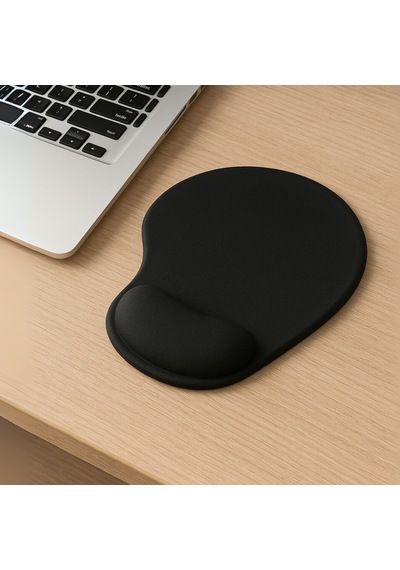 Tiger Track Siyah Bilek Destekli Ergonomik - Kaymaz Taban Mouse Pad 21 Cm 26 Cm