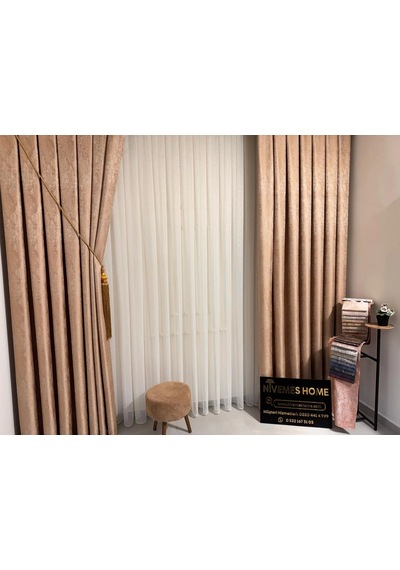 Nivemeshome Pera Gold 1/3 Sık Pileli Fon Perde Apm Gold