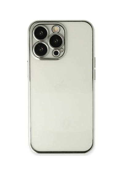 Apple iPhone Uyumlu   14 Pro Max Kılıf Razer Lensli Silikon - Gümüş