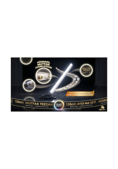 60 Cm Mutfak Tezgah Aydınlatması ,beyaz Anahtarlı Kablolu Set,led İnce L,t5 Bant Armatür Led Mutfak Tezgah Altı Aydınlatma Seti Beyaz
