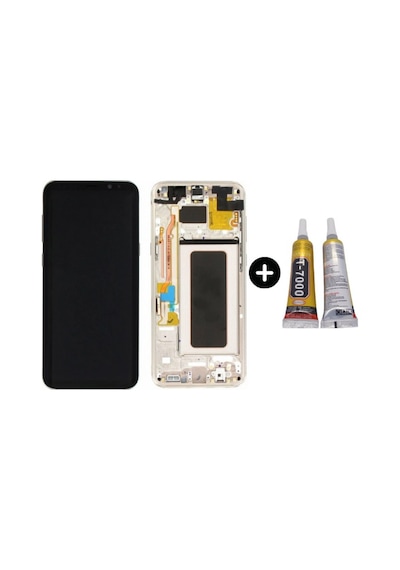 Samsung Galaxy S8 Plus Sm-g955 Uyumlu Çıtalı Yan Sanayidir Lcd Ekran Dokunmatik Gold + B7000