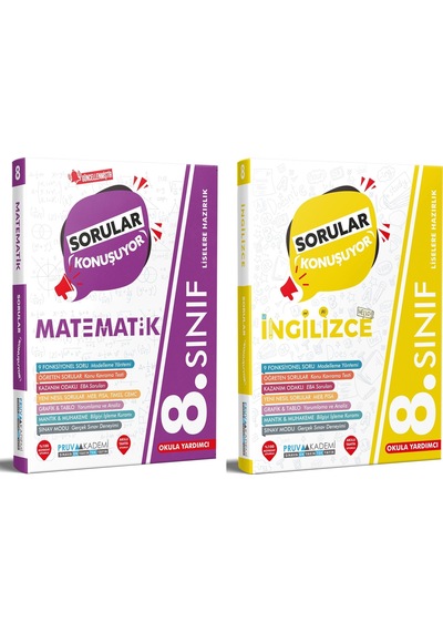 Pruva Akademi 8. Sınıf Matematik + İngilizce Sorular Konuşuyor Seti 2 Kitap 2023