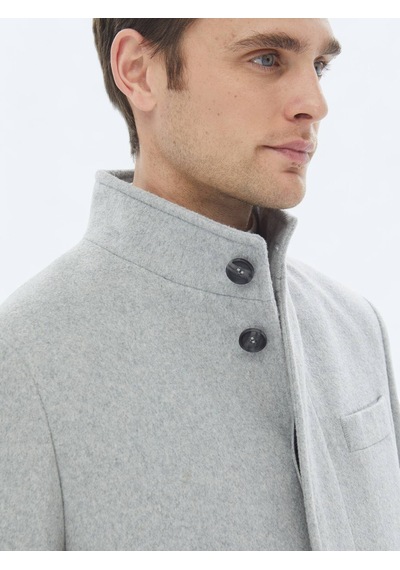 Kip Gri Regular Fit Casual Dokuma Palto Gri
