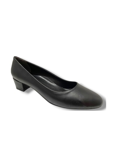 C-shoes Tr30-25 Deri Oval Burun Kalın Topuklu Kadın Ayakkabı 41-42 Siyah
