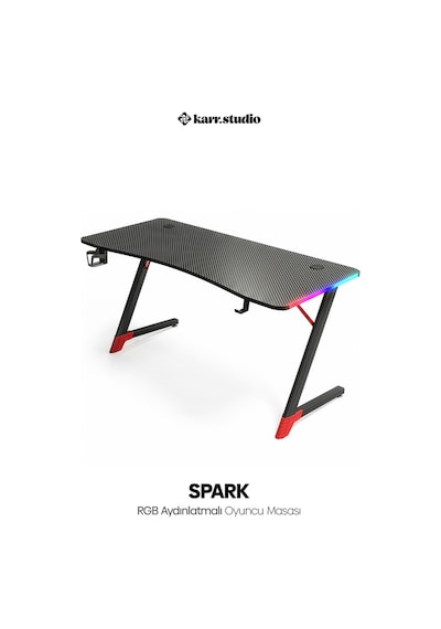 Spark 25mm RGB Aydınlatmalı Oyuncu Masası | Siyah Karbon Fiber Kaplama Spark 25mm RGB Aydınlatmalı Oyuncu Masası | Siyah Karbon Fiber Kaplama