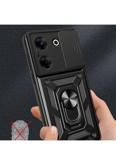Nourthkiingdom Tecno Camon 20 Pro 4g Kılıf Magnetik Standlı Kamera Korumalı Nrtk Sürgülü Vega Kapak - Mavi Mavi
