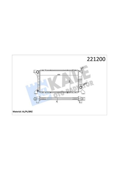 Kale 0206151ab Motor Su Radyatoru Transıt T12 T15 92 98 1 Sıra Alb Kısa Tıp Olcu 600 331 34 92vt8005a1a-92vt8005aa