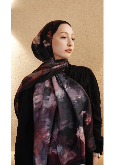 Mirsoy Scarf Pamuk Etnik Desen Şal Bordo