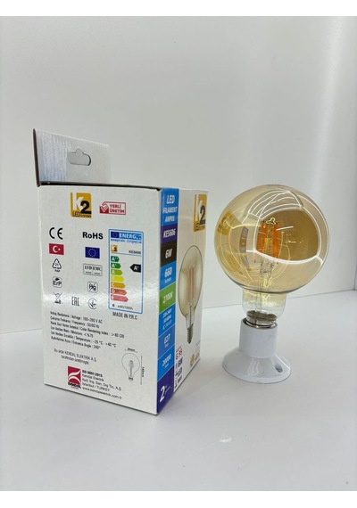 K2 Led Filament Ampul 6w E27 Rustik G95 2700k Gün Işığı 660 Lümen Dekoratif Ampul Diğer