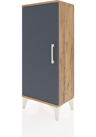 Arges Komodin 2 Raflı Tek Kapaklı 44x30x106 Çam-antrasit Atlas Çam