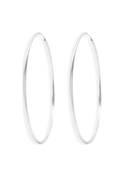 Oya Silver İnce Gümüş Halka Küpe 1.5mm-6x6cm
