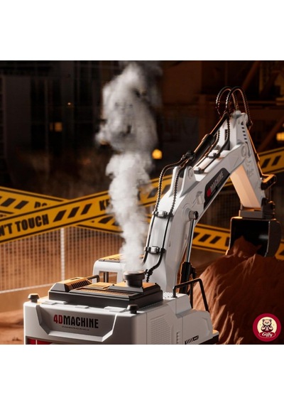 Oyuncak Uzaktan Kumandalı Şarjlı Buharlı Ekskavatör 3 Başlıklı Led Işıklı Sesli 360 Dönen Paletli İş Makinesi