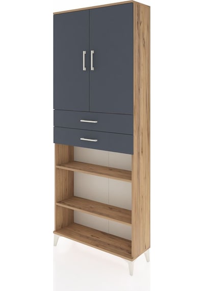 Arges Dolap 5 Raflı 2 Çekmeceli 2 Kapaklı 88x30x221 Çam-antrasit Atlas Çam