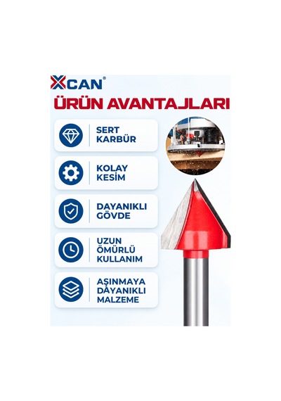 60 V Kanal Freze Ucu Ø16 Mm 6 Mm Şaft Gravür Ve Kanal Açma