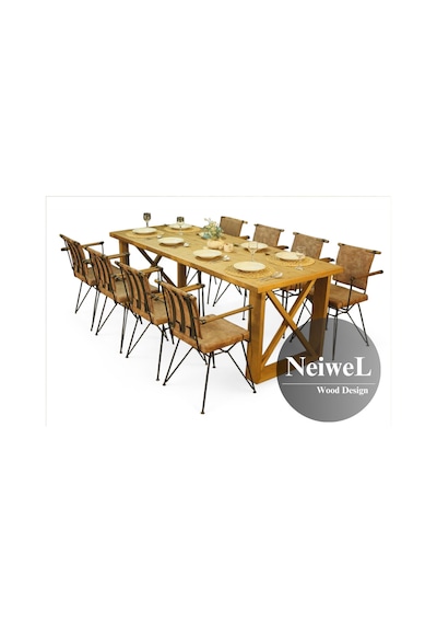 Neiwel Leis Doğal Ahşap Yemek Masası-80-240 Açık Ceviz