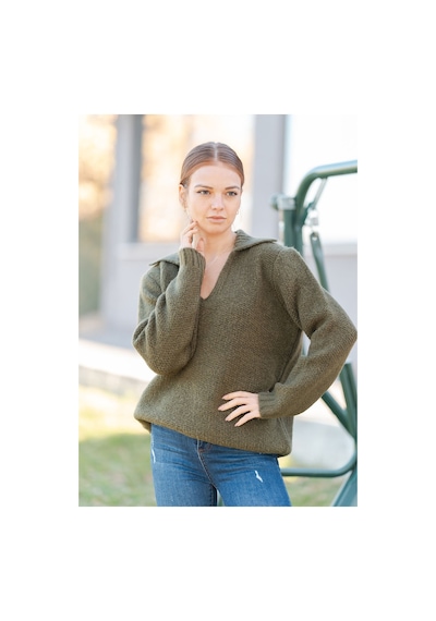 Gömlek Yaka Oversize Basic Kazak Haki