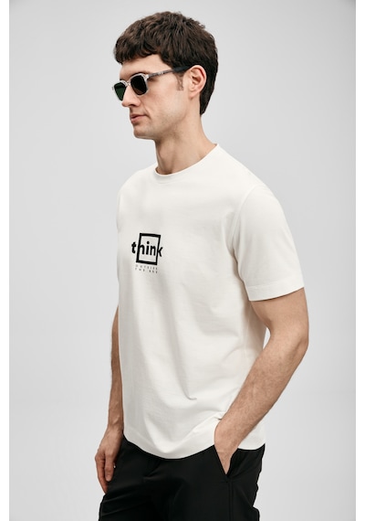 Lufian Thınk Modern Grafik T- Shirt Kırık Beyaz Kırık Beyaz 111020310100510