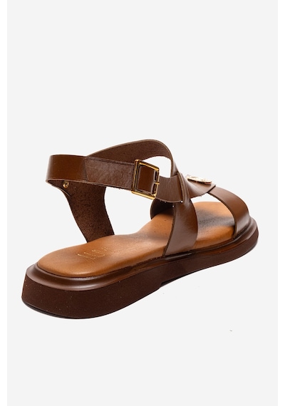 Luvishoes Quella Taba Hakiki Deri Tokalı Kadın Sandalet