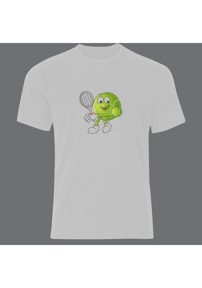 Tennis Baskılı Unisex Tshirt Beyaz