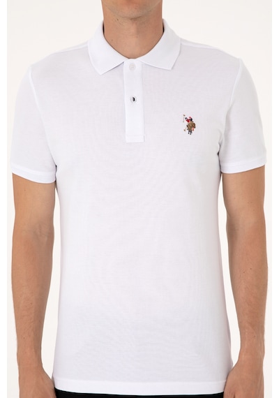U.S. Polo Assn. Erkek Slim Fit Polo Yaka Beyaz Basic Tişört 50310669-VR013
