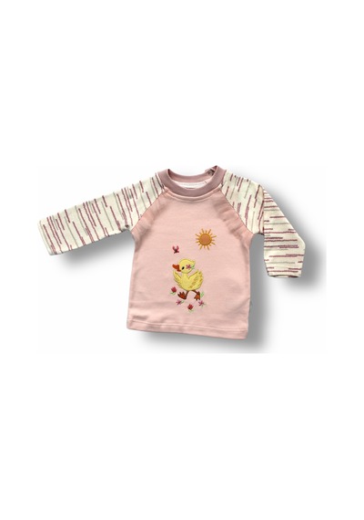 Cndr 0-3 3-6 6-9 Ay Süslü Ördek Nakışlı Uzun Kollu Sweatli 2li Kız Bebek Takımı Pembe