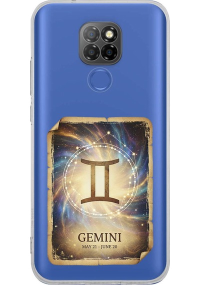 General Mobile Gm 20 İle Uyumlu Burç Kartları İkizler Tasarımlı Şeffaf Silikon Kılıf Şeffaf