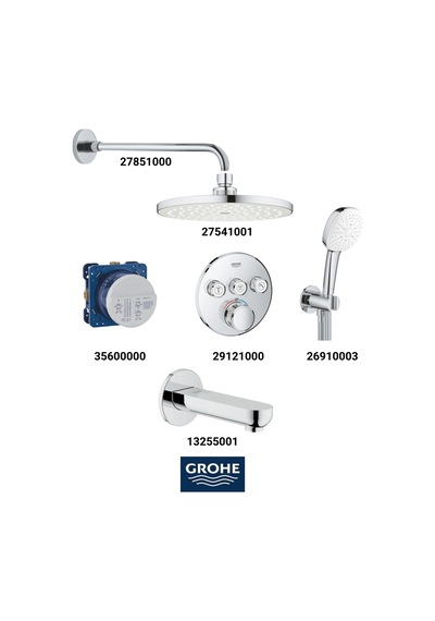 Grohtherm Smartkontrol Ankastre Banyo Bataryası Seti Oval-3 Yol Gagalı Oval Tepe Duşlu Krom