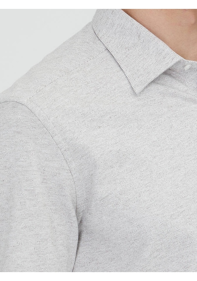 Kip Vizon Çizgili Regular Fit Dokuma Casual %100 Pamuk Gömlek Vizon