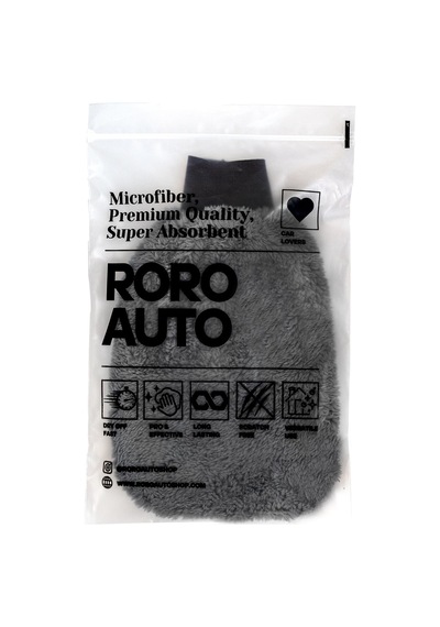 Roro Auto Vezüv Mikrofiber Araç Yıkama Eldiveni Gri Açık Indigo