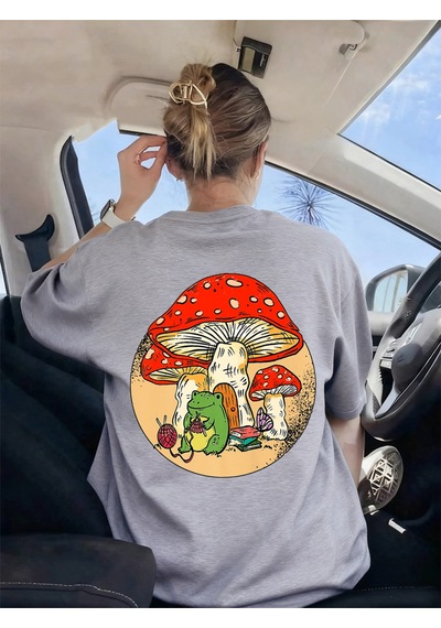 Noıssey Urban Pop Graphic Kadın Tişört Koleksiyonukod 5585 Gri