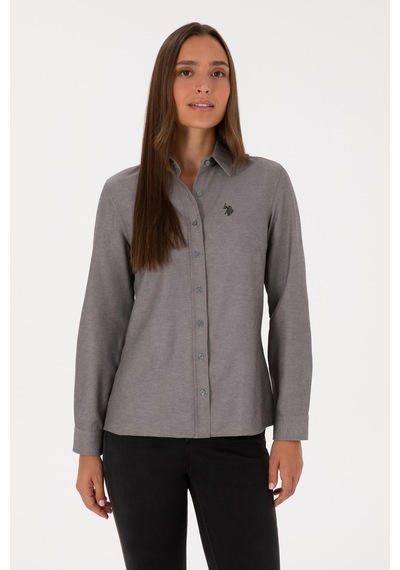 U.S. Polo Assn. Kadın Gri Uzun Kollu Basic Gömlek 50316711-VR024