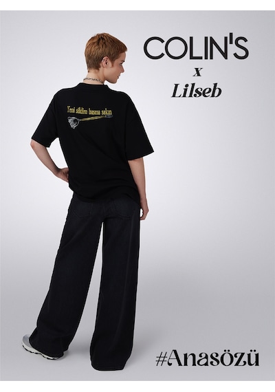 Colin's Colins Unısex Lilseb Sloganlı Siyah Tişört Cl1072009 Q1.v1 Blk Siyah