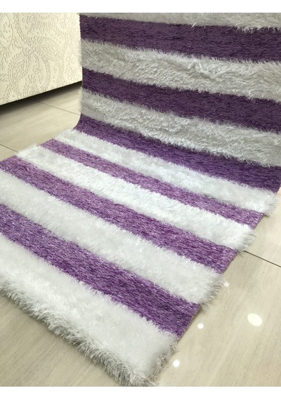 Saray Halı Otantik 125x180 Beyaz Lila El Örgüsü Tüylü Halı !