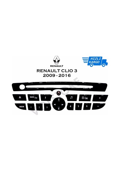 Renault Clio 3 Teyp Tuş Takımı Pianoblack 2009-2016