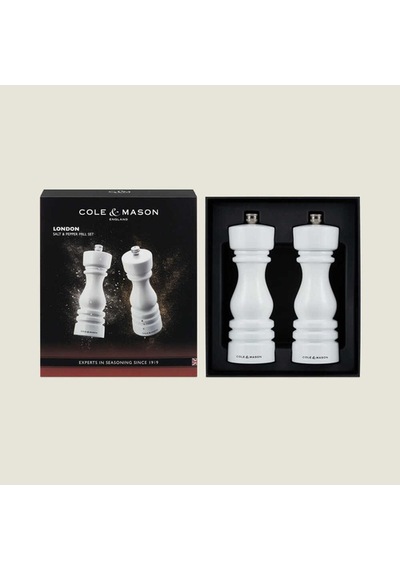 Cole & Mason H233095 London Parlak Beyaz Tuz Ve Biber Değirmenleri 180mm Çok Renkli