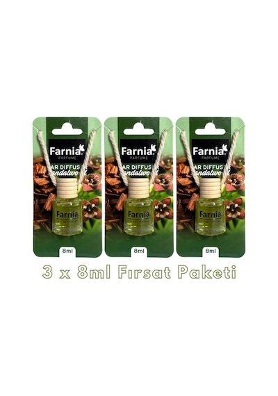 Farnia Yüksek Esanslı Askılı Araç Kokusu Edp Parfüm Sandal Ağacı 8 Ml 3 Adet Avantaj Paketi