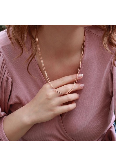 Rose Gold Kaplama Trend Geçme Zincir Gümüş Set Gümüş