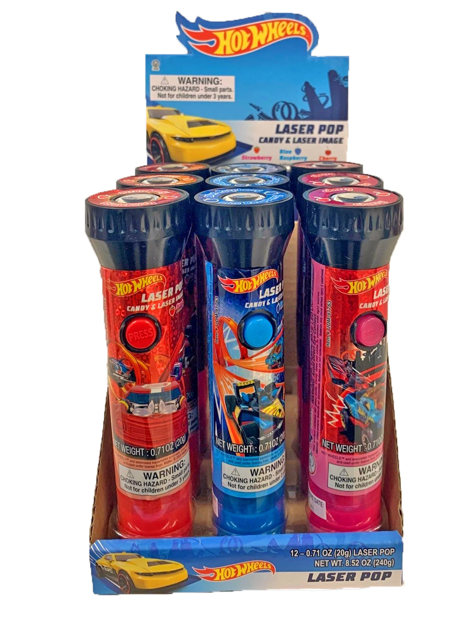 Hot Wheels Laser Pop Işıklı Çilek Aromalı Lolipop Şeker 1 Adet