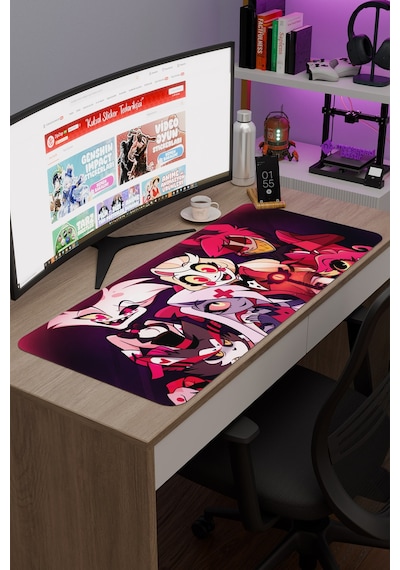 Hazbin Hotel Kaymaz Dikişli Kauçuk Oyuncu Mousepad V2 - 90x40 Xxl Gaming Mouse Pad Fare Altlığı