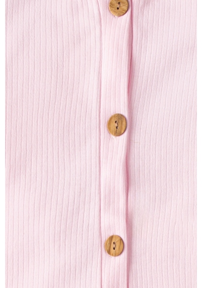 Mai Perla Kısa Kollu Tahta Düğmeli Organik Tulum Bebek Takım Pembe