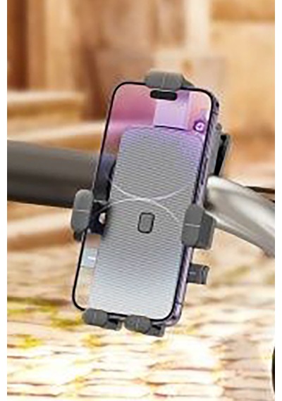 Scooter, Motosiklet Ve Bisiklet Telefon Tutucu Otomatik Kilitlemeli Gidon Bağlantılı Uyumlu Siyah