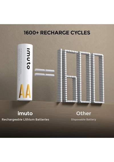 Imuto 3600mwh Aa Şarj Edilebilir Lityum Pil 8 Li Paket