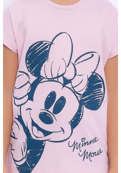 Minnie Mouse Lisanslı Açık Pembe Kız Çocuk Şort Takım 5274-28956 Açık Pembe