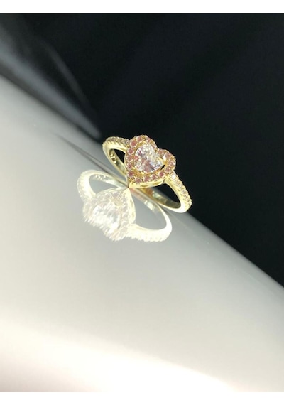 Vog Swarovski Taşlı Beyaz Kalpli 925 Ayar Gümüş Yüzük