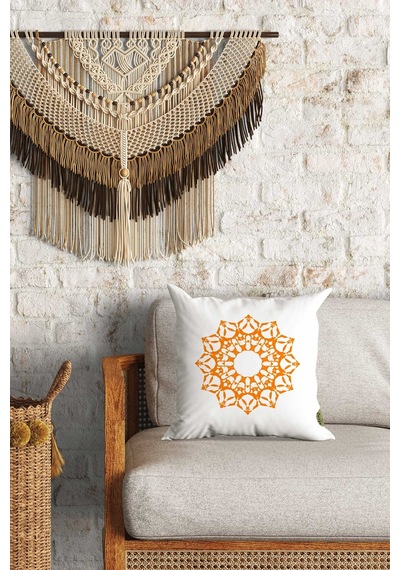 Etnik Motif Desenli Çift Yön Dijital Baskılı Dekoratif Kırlent Kılıfı Yastık Kılıfı 39x39cm Çok Renkli