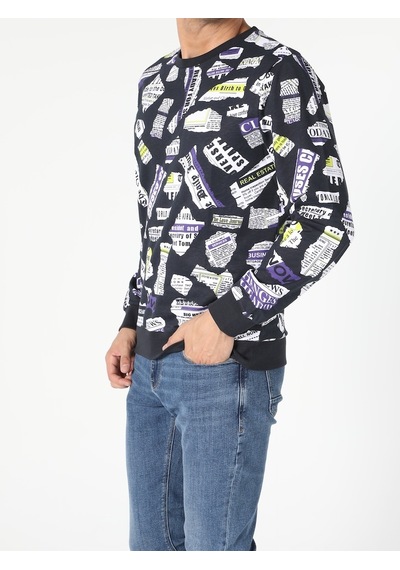 Colin's Regular Fit Baskılı Mavi Erkek Sweatshirt CL1046291_Q1.V1_NAV