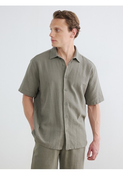 Lcw Vision Haki Regular Fit Dokulu Erkek Gömlek